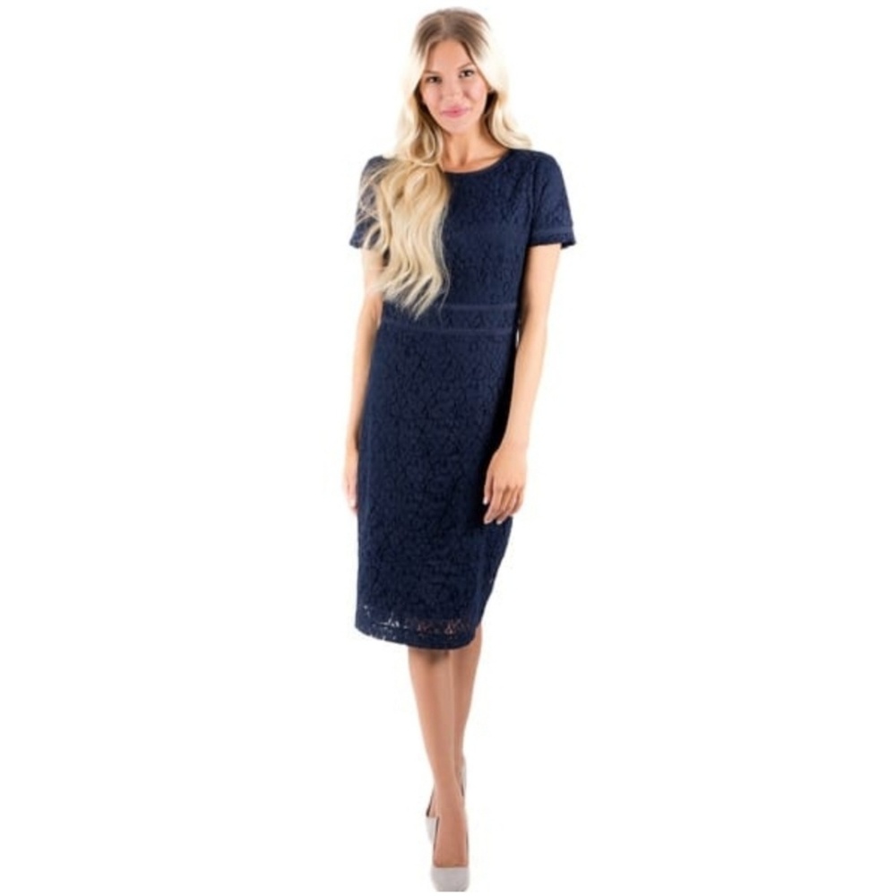 🎇 DownEast Navy Lace Sheath Dress